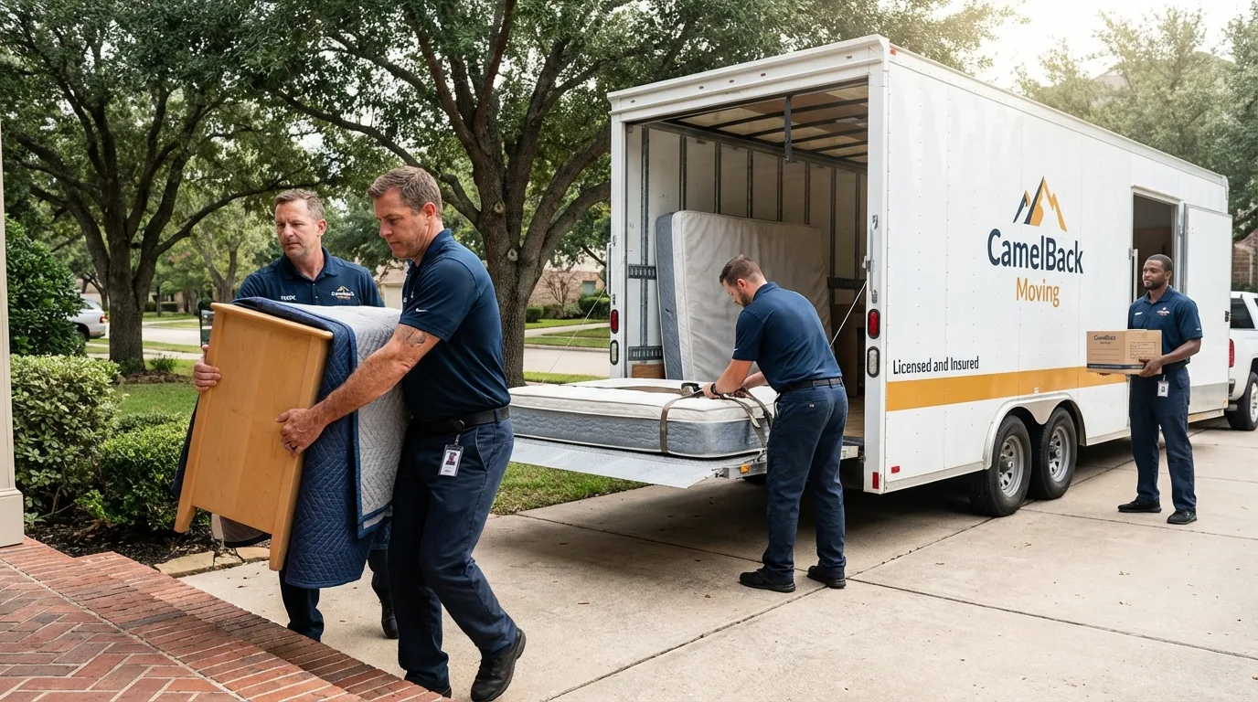 Crew loading residential truck for cross-state move from Ramseur, NC