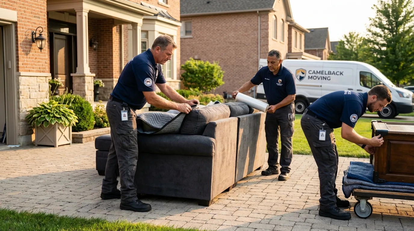 Large estate moving crew wrapping furniture in Ramseur, NC