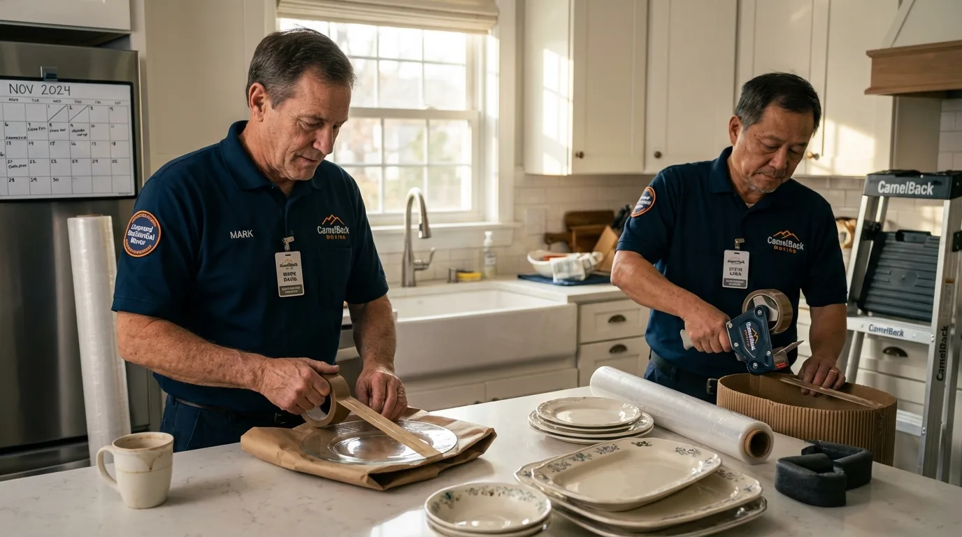 Professional crew packing kitchen dishware in Ramseur, NC